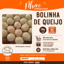 Bolinha de Queijo 20g - Pacote c/ 25 Unidades