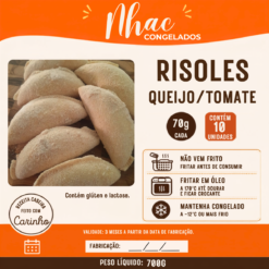 Risoles de Queijo e Tomate 70g - Pacote c/ 10 Unidades
