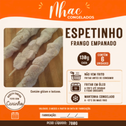 Espetinho de Frango Empanado 130g – Pacote c/ 6 Unidades
